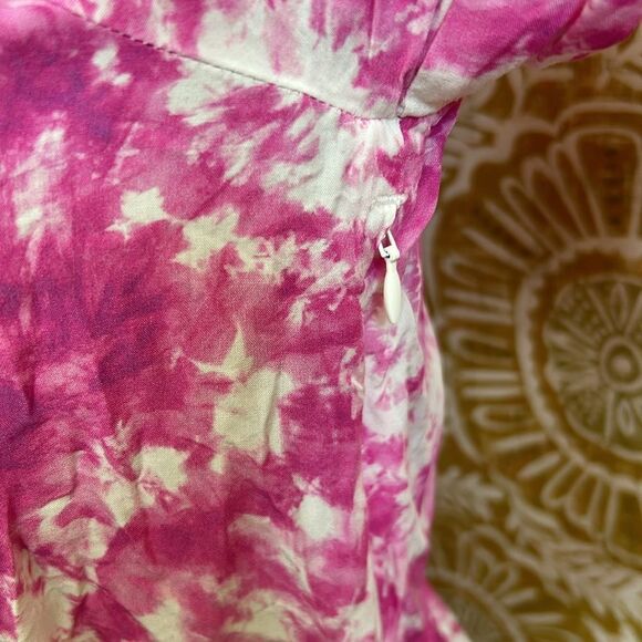 For Love & Lemons Devon V-Neck Long Sleeve Mini Shirt Dress in Pink size L - Picture 9 of 14